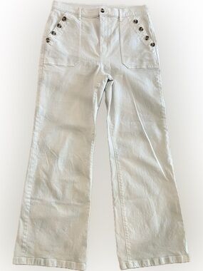 LOFT Made and Loved Cream Wide-Leg Sailor Pants Button-Pockets Festival Sz 30/10